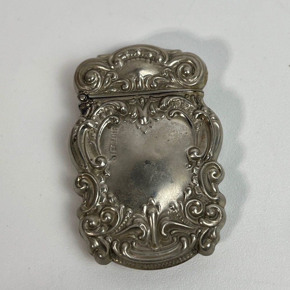 Antique Art Nouveau SterlinE James E Blake Repousse Floral Vesta Case Match Safe - Picture 2 of 6